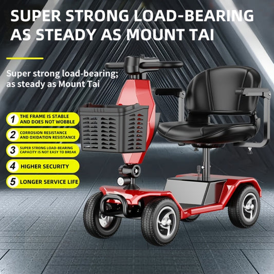 4 Wheel Electric Kick Scooter with Seat - 250W Motor, 15 mph Speed, Foldable Tandem Scooter with Backseat Chair and Front Basket, 265 lbs Capacity, 8-inch Solid Tires, Lightweight 82 lbs, Long-Lasting Battery, Can Be Used on