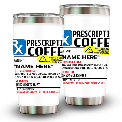 1pc 20oz Prescription Coffee Tumbler, Double Wall Vacuum Insulated Travel Mug, Spill Proof Lid, Perfect Gift for Dad, Mom, Ideal for Christmas, Thanksgiving, Valentine's, Mother's, Father's Day, Gift for birthday, Coffee Cup