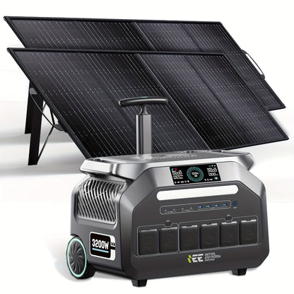 IEE P3200 Power Station 200W 400W Solar Panel (Optional), 2048Wh/3200W (6400Peak) Solar Generator, 1800W Super Fast Charging, LiFePO4 Battery, APP Control Emergency Power Station for Home, Camping, Power Outages