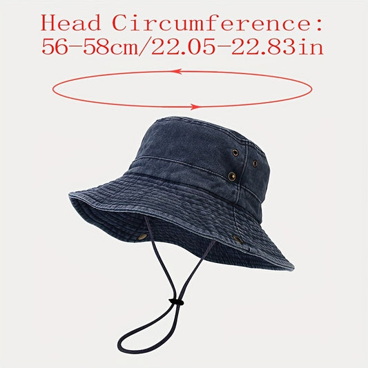 1pc Splicing Wide-brimmed Washed-out Outdoor Sports Mountaineering Fishing Hat for Men And Women, for Travel In Spring And Summer Season