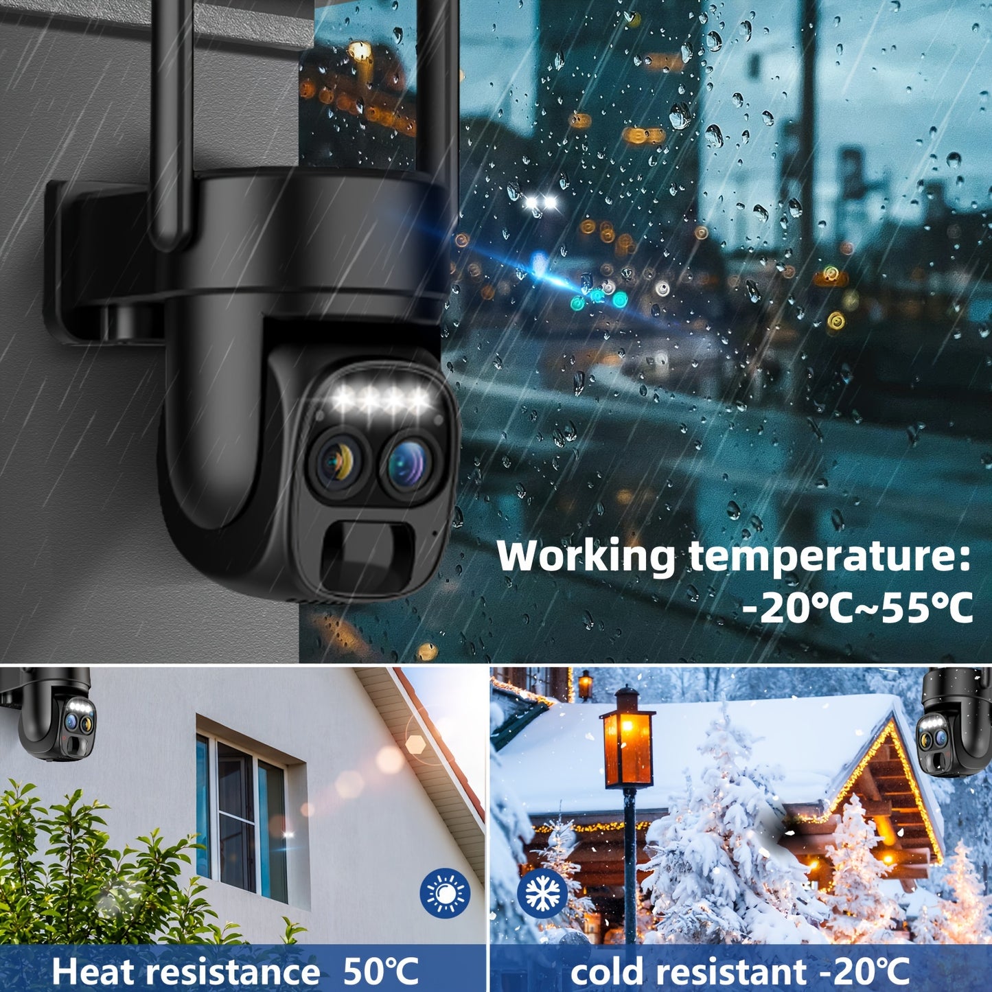 5pcs [10x Zoom] 360-degree Low-power Solar Panel Battery 2K FHD WiFi With Spotlight Alarm, Motion Detection, Color Night Vision, Two-way Audio And.