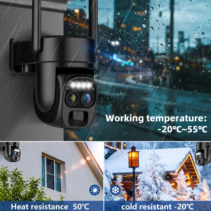 5pcs [10x Zoom] 360-degree Low-power Solar Panel Battery 2K FHD WiFi With Spotlight Alarm, Motion Detection, Color Night Vision, Two-way Audio And.