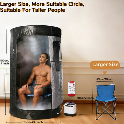 Portable Sauna Box for Home | Personal SPA Steam Sauna with 10 Min Fast Heating & 9 Levels Heat, Warm Sauna Tent with 101.44oz/1200W Steamer, Folding Chair, Remote Control for Body Relaxation, Polypropylene Cotton, Electric H