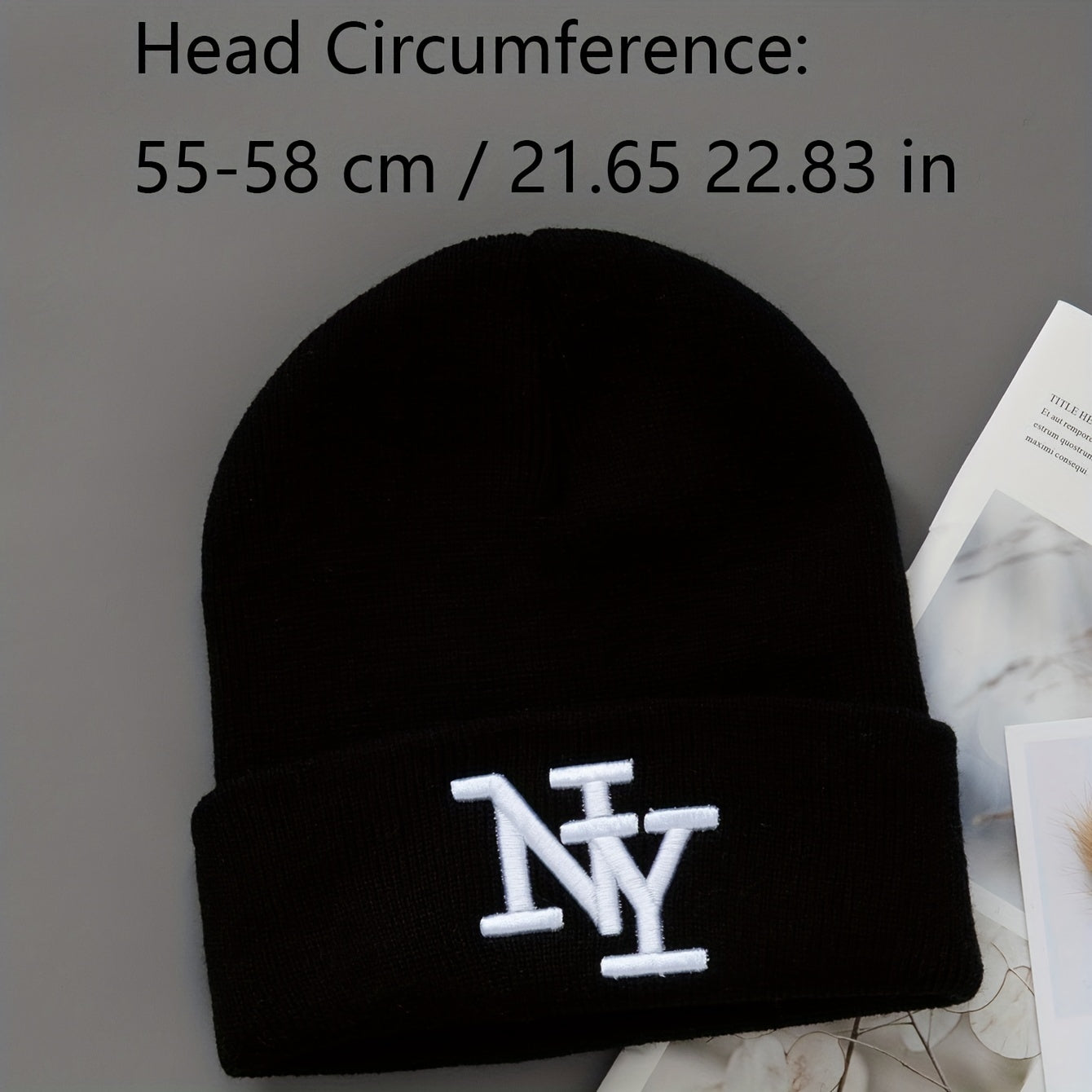 Unisex Winter Beanie Hats - 3-Pack Solid Color - Knitted Warm Outdoor Caps with Embroidered NY Logo - Hand Washable - Black