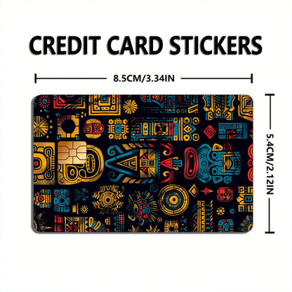 Mythical Mayan Totem Stickers, Featuring 4 Unique Designs, Durable Privacy Stickers Made of PVC Material, Suitable for Credit Cards, Transit Passes, Debit Cards, Keys, and More, Protects Bank Cards, Perfect as Party Favors an