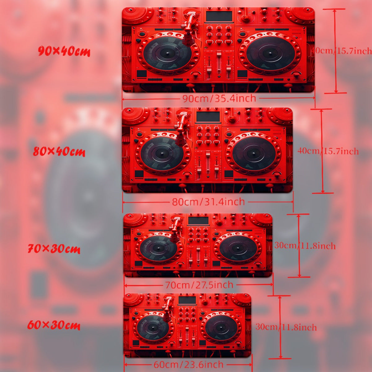 1pc Red DJ Equipment Pad for Desk, Gaming, Office Decor, Non-Slip Rubber Base, XXL Computer Mouse Pad, Multi Functional Mouse Pad for Office, Large Mousepad XXL Mouse Pad.