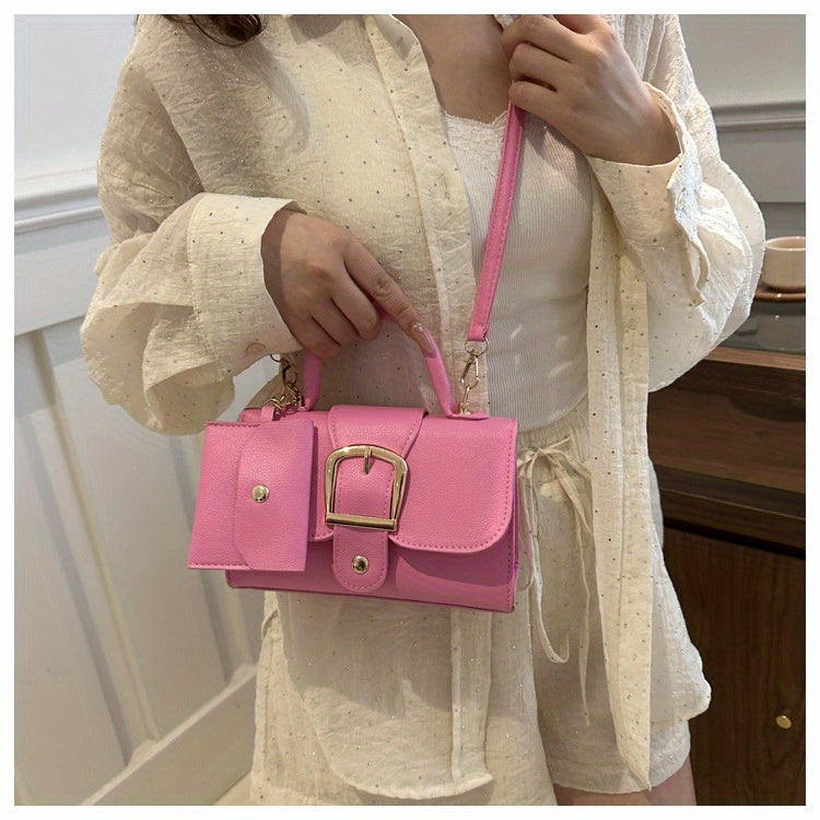 [Square Crossbody Bag] Women'S Small Square Crossbody Bag - Lightweight Synthetic Purse with Snap Closure, Compact Everyday & Formal Bag in Orange, Pink, Blue, Yellow, White, Black - Minimalist Chic Handbag for Women, Crossbo