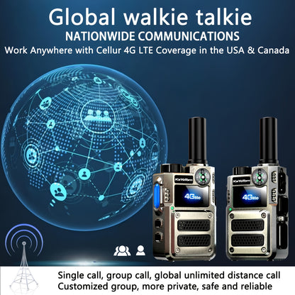 2 Global Walkie-Talkies with Unlimited Range Communication 5000 Kilometers Long-Distance Radio. Three-color Lights Can Be Switched. Compass-style Handheld. PoC Rechargeable. Multi-functional Two-way Communication with High-qu