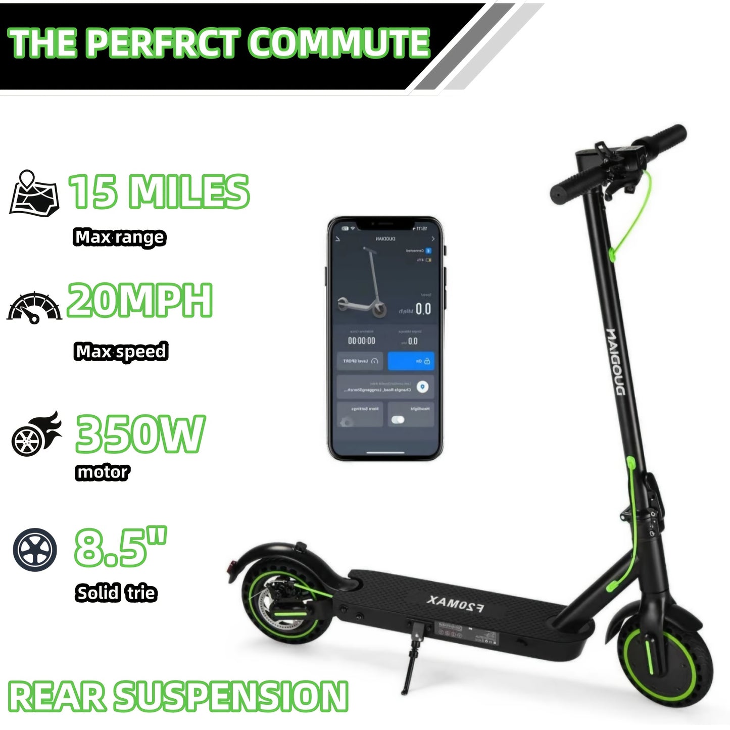 Adult Electric Scooter, 50/60Hz 350/500 W Motor, 3 Speed Modes, 13/22/25 Mile Range, 15/19 MPH Top Speed, 8.5 Inch Solid Tires, 36V, 5.2/7.8/10.4 AH Batteries, Long Heavy Duty Electric Scooter, Fast Electric Scooter, Scooter