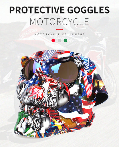 Skull Face Mask With Goggles Motorcycle Dust Masks Helmet Moto Casco Cycling Face Shield HD Cycling Glasses UV400 for Man Womem