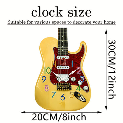 1pc Unique Guitar Design Wall Clock, Irregular Cutaway Guitar Clock, Silent Quartz Music-Themed Creative Clock, Suitable for Bedroom Living Room Office Kitchen Bathroom, Battery Operated (Batteries Not Included)