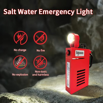 1pc Salt Water Emergency Lantern - Battery-Free, Water-Powered Flashlight with 220H Runtime, Reusable Survival Light for Camping, Tactical Use, Fishing