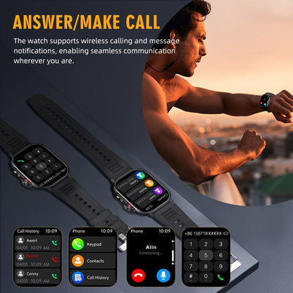 New 2.01-Inch Large Screen GPS Smartwatch with Precise Tracking, Route Display, Wireless Calls, Message Alerts, LED Flashlight, High-Quality Design, 100+ Sports Modes, Compass, Barometer, 460mAh Battery, IP68 Waterproof – E