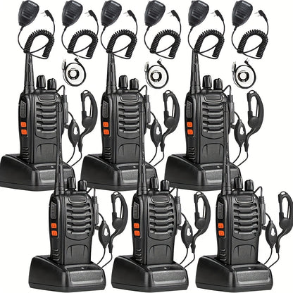 6pcs Walkie Talkie, Professional Two-Way Radios, Long Range UHF Communicator for Adults, Rechargeable Battery, Handheld 6pcs Walkie Talkie Set with Earpiece, Family Restaurant