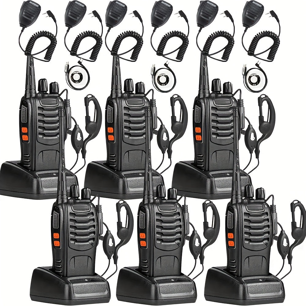 6pcs Walkie Talkie, Professional Two-Way Radios, Long Range UHF Communicator for Adults, Rechargeable Battery, Handheld 6pcs Walkie Talkie Set with Earpiece, Family Restaurant