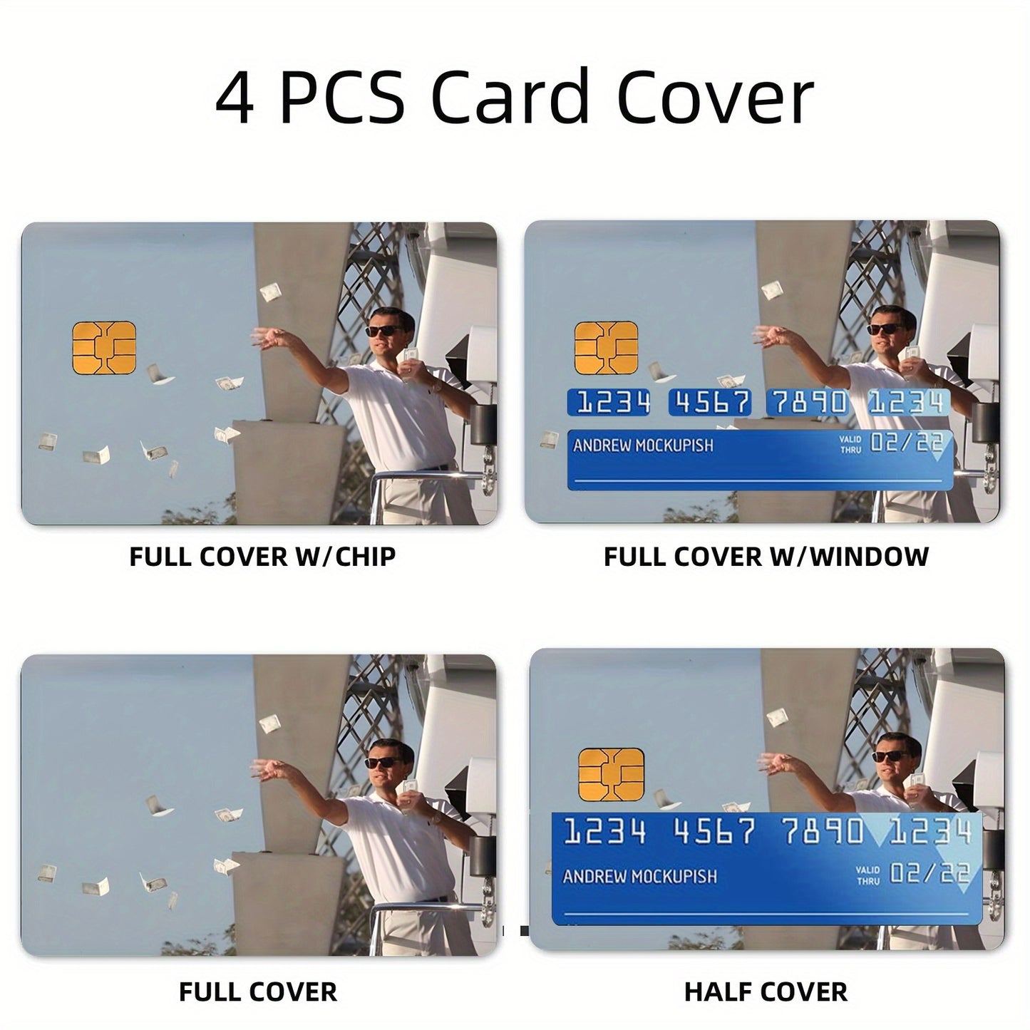A Set of 4 Thick Frosted Stickers Titled 'Rich' for Men And Women, Suitable for Credit Cards, Bank Cards, Debit Cards, And Transit Cards. These Removable Self-Adhesive Decorative Stickers Are Scratch-Resistant, Stain-Resistan