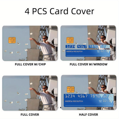 A Set of 4 Thick Frosted Stickers Titled 'Rich' for Men And Women, Suitable for Credit Cards, Bank Cards, Debit Cards, And Transit Cards. These Removable Self-Adhesive Decorative Stickers Are Scratch-Resistant, Stain-Resistan