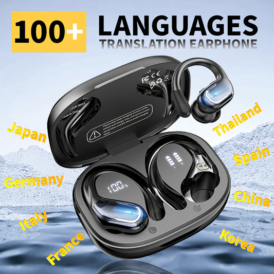 LIFEBEE Real-Time Translation Earbuds with APP, Wireless Wireless Translator Headset, Compatible with iOS & Android, USB-C Charging, Portable Wireless Earbuds for Travel, Business, Gym, Meetings - Ideal Gift for Professionals