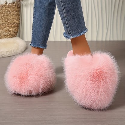Women'S House Slipper, Indoor Slipper For Women, Slip-on Shoe For Women, Elegant Plush Furry Slippers With Non-slip Rubber Sole, Soft Warm Lining & Cozy Closed-toe Design, Korean Style Slip-on Slippers For Home, Office, Casua