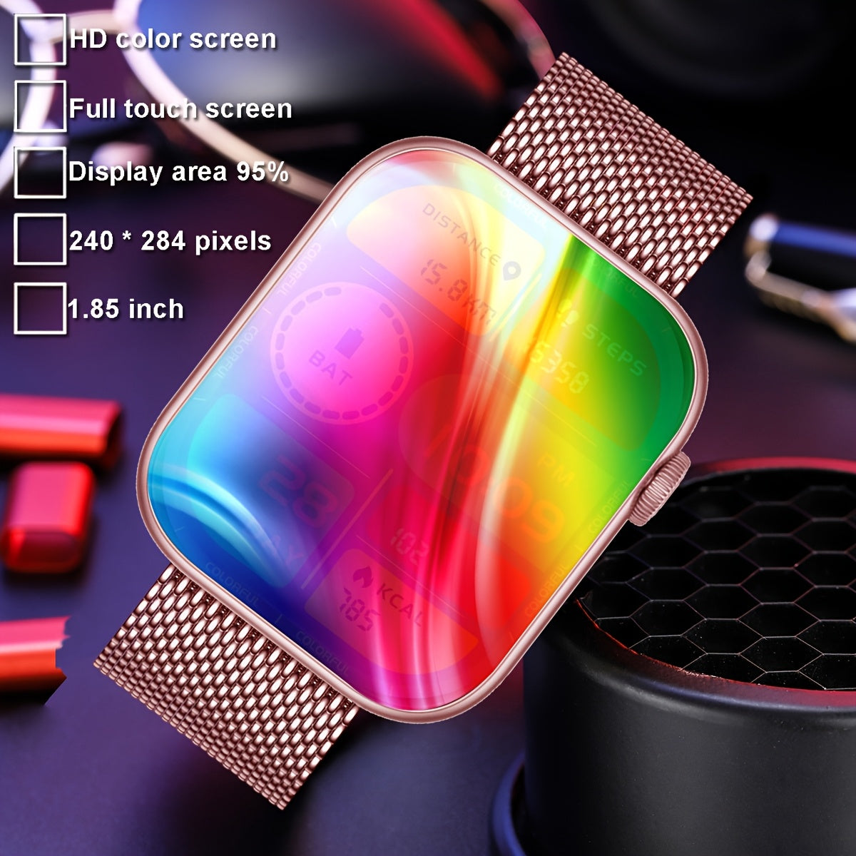 COIUSOR New Fashionable Sports Smartwatch, 1.85-inch HD Screen, Built-in LED Flashlight, Supports Wireless Calling, Real-Time Reminders for Calls, SMS and E-mails, Multi-Language System Support, Compatible with iOS and Androi