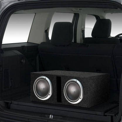 QPower QBASS Dual 12 Inch Heavy Duty MDF Material Car Audio Subwoofer Enclosure Boxes with Shared Slot Port Vent and Dual Chamber Design, Charcoal