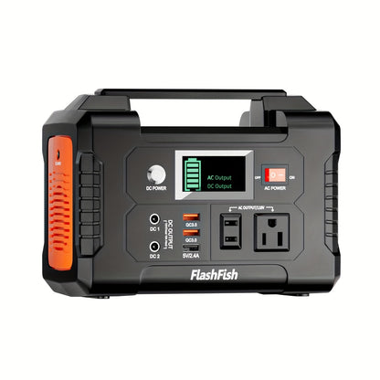 200W Portable Power Station/60W Solar Panel/200W Solar Station Set With 60W/100W Solar Panel, FlashFish 40800mAh Solar Generator With 110V AC Outlet/2 DC Ports/3 USB Ports, Backup Battery Power Supply For Outdoor Advanture Tr