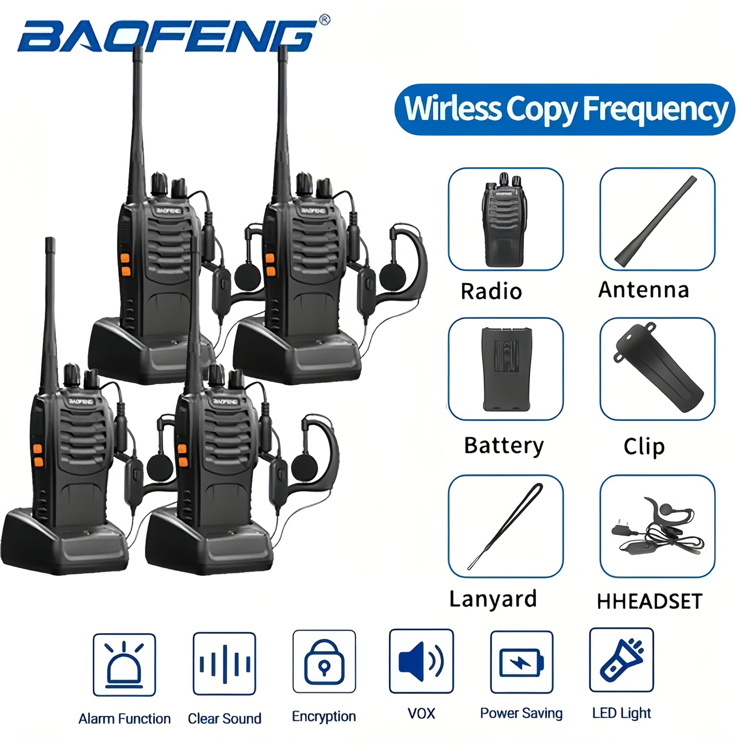 BAOFENG Long Range Walkie Talkie 888s, 16-Channel Dual-Purpose Radio, Rechargeable Handheld Two-Way Radio, Adult Long Range Headset, Outdoor Equipment Supports Camping, Hiking, and Hunting