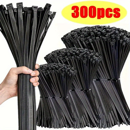 300pcs Heavy-Duty Nylon straps - Extra Strong, Waterproof, Anti-Slip, Black - for Heavy-Duty Binding, Packaging, Gardening, Furniture Assembly, Outdoor/Indoor Use - Multi-Purpose Fastening Tape, Garden Binding Tapes, Textured