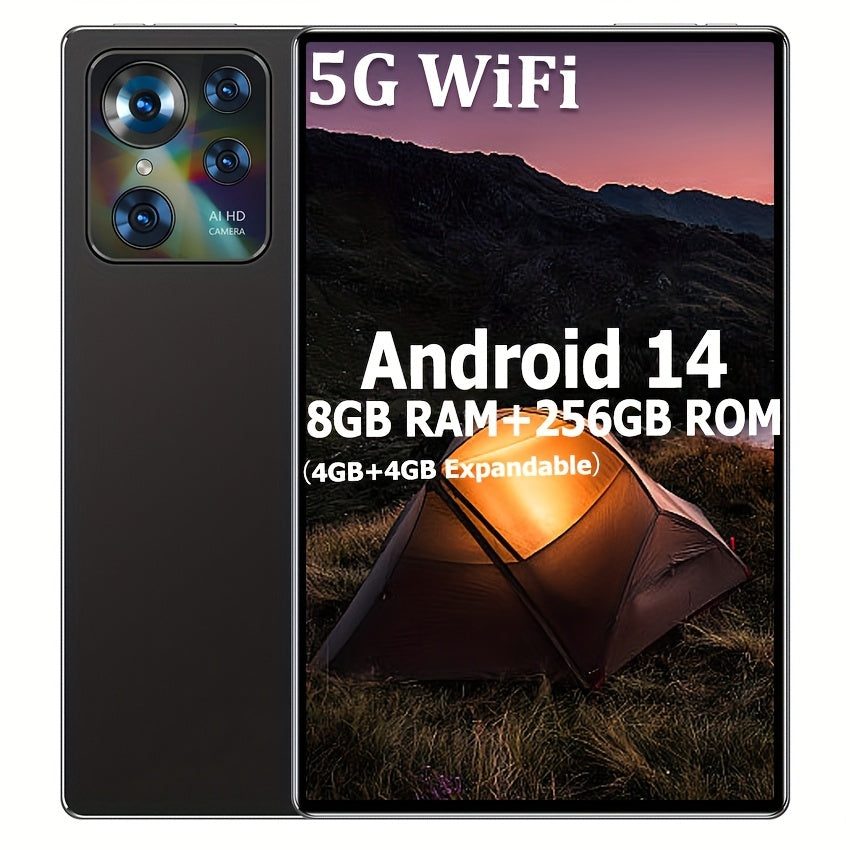 Android Tablet, 8GB RAM (4GB + 4GB Expandable) / 256GB ROM/ 10.1-inch 1280x800 IPS Display/ Wi-Fi 5G/ 6000mAh Battery/ USB Type-C Port/ 5MP + 13MP Cameras/ Android 14 OS. Includes Free Protective Case, Stand, And Headphones.