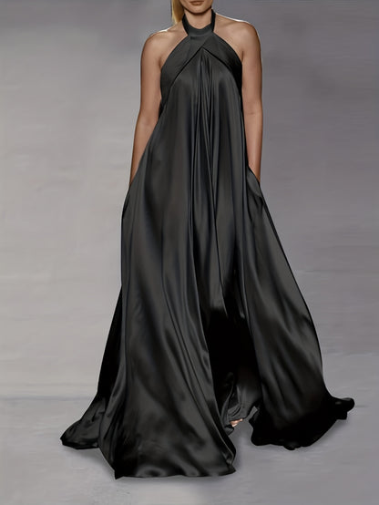 Plus Size, HERTALK Summer and Autumn New Fashion Casual Solid Color Long Flared Dress for Women