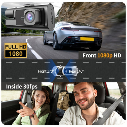 FHD 1080P Front And Rear Dual-Lens Driving Recorder, Car Driving Recorder, Car Camera Infrared Night Vision Function, 170° Wide-Angle Car DVR Camera Loop Video Gravity Sensing Car Dashboard Video Camera, Automotive Parts Tac