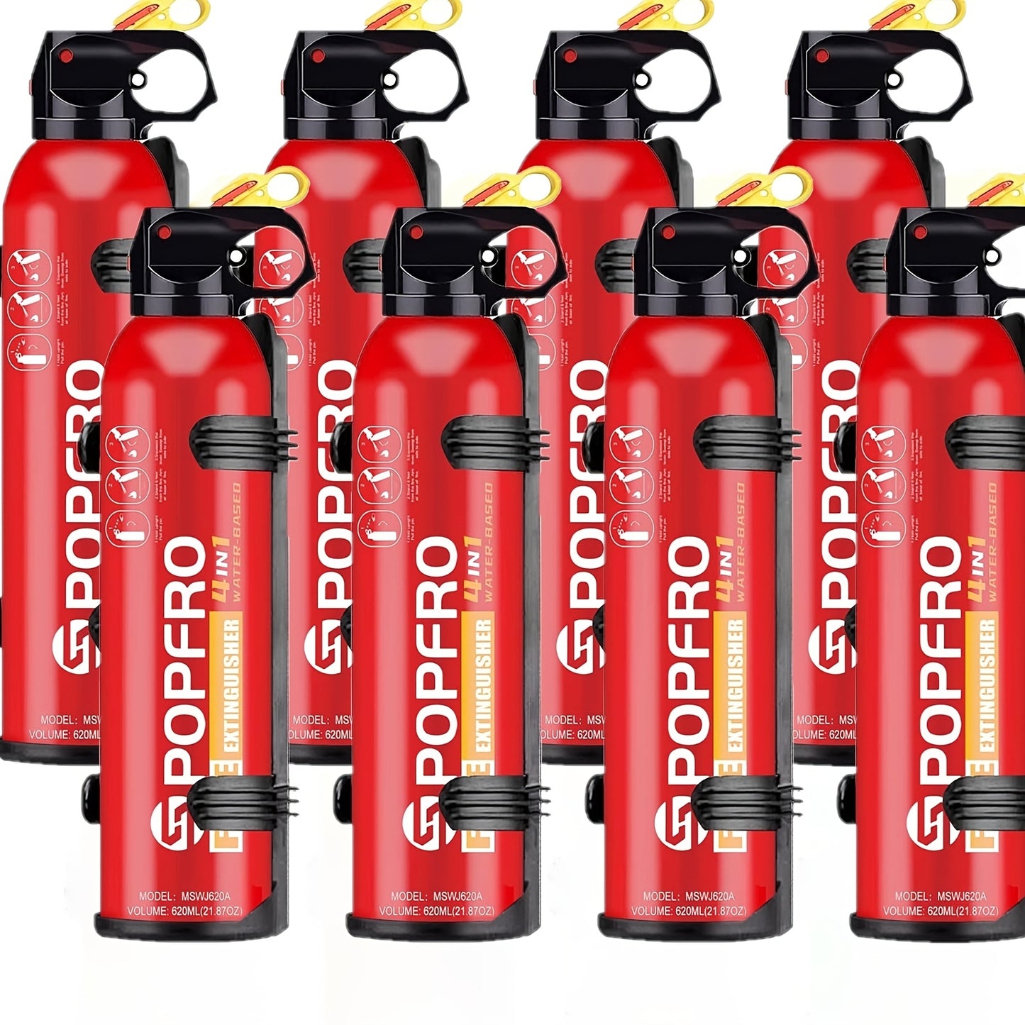 Portable Fire Extinguisher 4-in-1 Multi-Class (A//C/F) - Heavy-Duty Compact Firefighter for Home, Car, Kitchen & Garage - Non-Toxic & Pets, Easy-Clean Agent, Wall-Mountable with CE/EN-1869 (No Water Storage