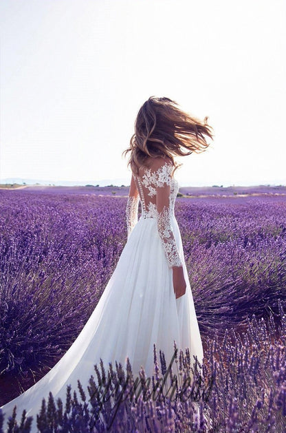 Long Sleeved See Through Lace Slit Dress, Women'S Wedding Bridesmaid Dress, Long Dress, Slim Fit, And Elegant Evening Dress