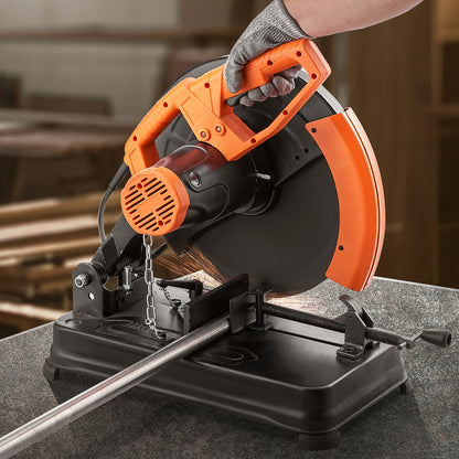 Happybuy 14" Abrasive Chop Saw - 2300W, 3600RPM, Adjustable Angle Miter Saw for Metal Cutting, Ideal for Steel/Rebar/Iron/Aluminum, Includes Safety Warning Sticker