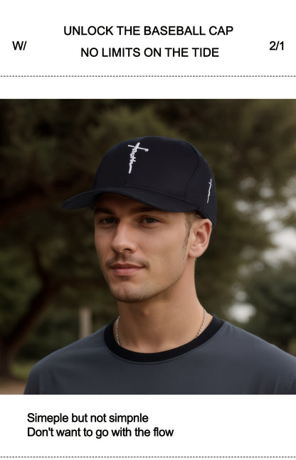 2pcs/set - Fashionable Black and White Baseball Cap, Exquisite Cross Embroidery, Breathable Acrylic Duckbill Design, Suitable for Outdoor Sports, Fashionable for Men and Women, Sports Accessories | Fashionable Headwear | Dura