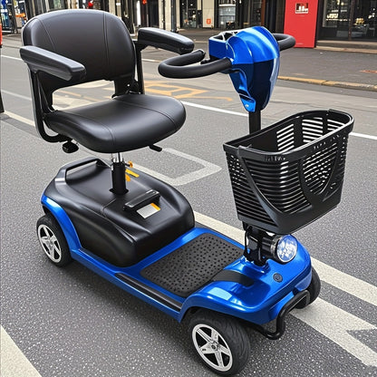 15-Mile Range Electric Mobility Scooter for Adults & Seniors - 250W Motor, 240WH Battery, Foldable 4-Wheel Design, 265LB Capacity, Compact Portable w/Cup Holder - Indoor/Outdoor Use, Electric Scooter for Adults, Indoor Mobili