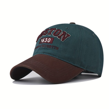Boston Lettering Baseball - Adjustable Snapback Hat with Curved Brim, Lightweight All-Season Outdoor Sports & Casual Wear, / Color Options