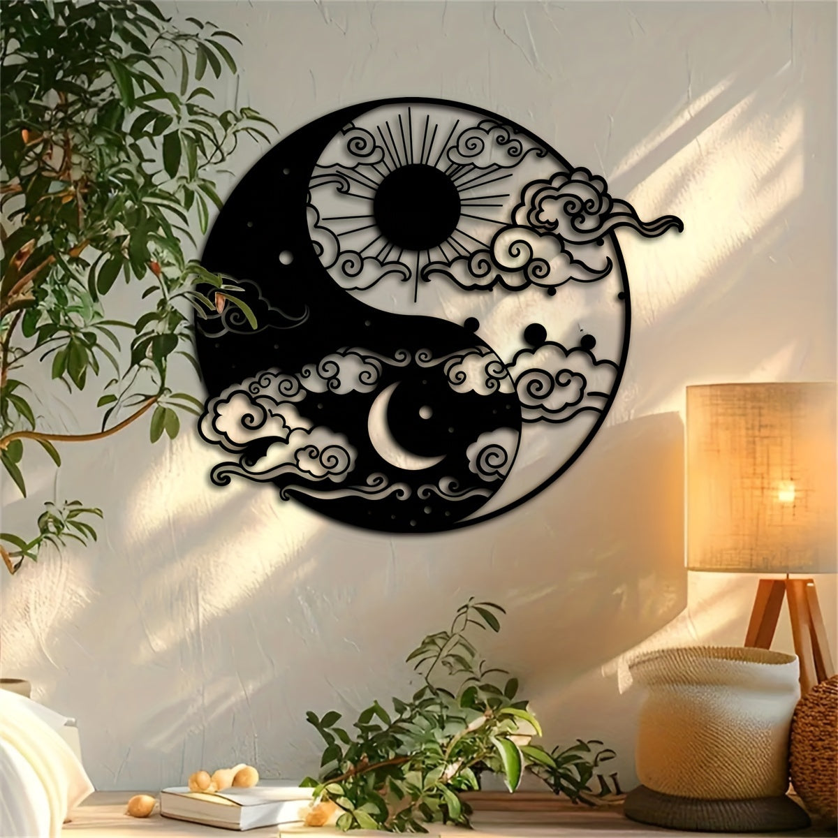 Decorative Signs & Plaques1 piece, Yin and Yang Metal Wall Art, 15.75 inches * 14.06 inches, Sun and Moon Home Decoration, Day and Night Metal Wall Art, Yogo Metal Wall Decoration, Avatar Metal Wall Art, Iron Painting Indoor