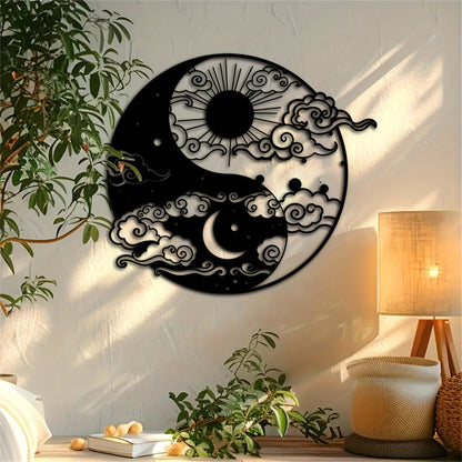 Decorative Signs & Plaques1 piece, Yin and Yang Metal Wall Art, 15.75 inches * 14.06 inches, Sun and Moon Home Decoration, Day and Night Metal Wall Art, Yogo Metal Wall Decoration, Avatar Metal Wall Art, Iron Painting Indoor