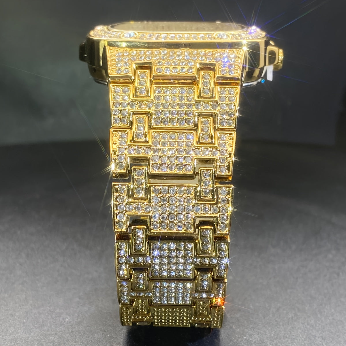 Latest Chilled Men'S Watch With Street Style Water Drill Hip-hop Square Watch For Women With Luminous Scale For Couples, Jewelry Accessories.