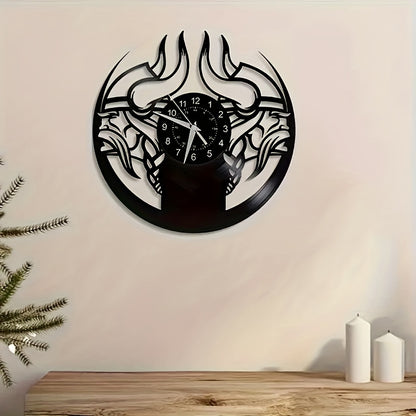 Viking Characters LED Vinyl Record Wall Clock, The Fjord Home Wall Clock Silent Clock Unique Design Wall Art Oginal Gift For Viking Fans Birthday, Halloween, Christmas, For Living Room Bedroom, Room Decor, Home Decor, Kitchen