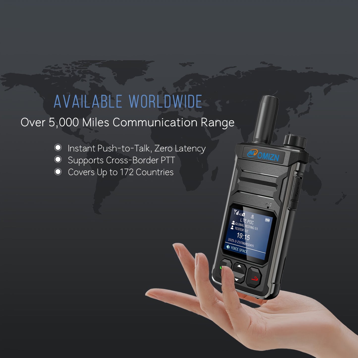 Omi T6 Global 5000 Km 4G/5G Walkie-Talkie with Large Color Screen, 8K HD Sound, 5-Day Life, -Free Calling, Global Coverage, Ideal for Outdoor dventures & Group Communication