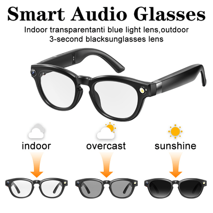 A New Hit - AI Smart Glasses with Touch And AI Chat Support. AI Intelligence, 800W HD, And Image Stabilization. Real-time Translation. Dual Microphones with Blue Light Protection And Noise Reduction. 4K HD Recording And Wirel