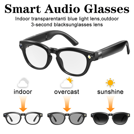 A New Hit - AI Smart Glasses with Touch And AI Chat Support. AI Intelligence, 800W HD, And Image Stabilization. Real-time Translation. Dual Microphones with Blue Light Protection And Noise Reduction. 4K HD Recording And Wirel
