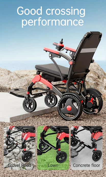 Ultra-lightweight Adult Electric Wheelchair, Only 39 Lbs, All-terrain Design, 18-mile Range, Foldable, Airline-approved Travel-ready with Long-range Battery, Perfect for Seniors And Travel.