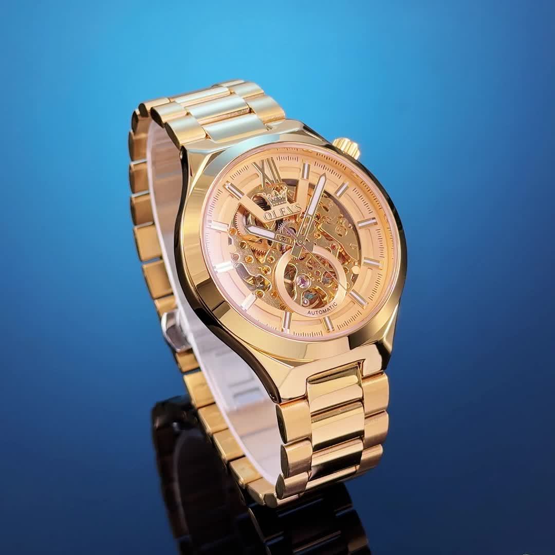 OLVES Stainless Steel Automatic Mechanical Watches For Men Luxury Top Brand Business Fashion Men'S Watches New Trend Classic Original High Quality Best Selling Men'S Wrist Watches, Without Battery