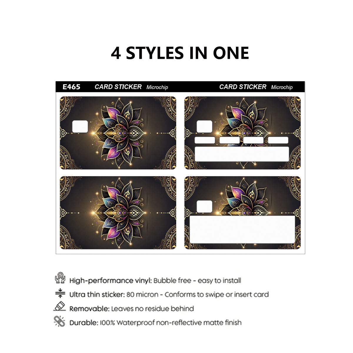 1/2/4pcs Set of Exquisite Pattern Stickers, Party Gift, Suitable for EBT, Transportation, Keys, Credit Cards, Debit Cards, Bank Card Protection, Matte Finish, Digital Printing, Fits Small Chip Cards, Cool Decoration and Gift,