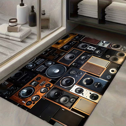 2D Flat Diatom Mud Mat1pc High-end Diatom Mud Music Speaker Design Mat, Non-slip Floor Mat, Tapestry, Yoga Mat, Machine Washable and Colorfast, Suitable for Living Room, Bedroom, Bathroom, Kitchen, Study, Computer Room, Indoo