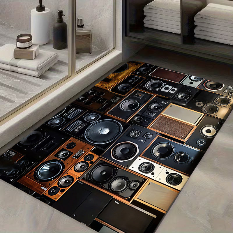 2D Flat Diatom Mud Mat1pc High-end Diatom Mud Music Speaker Design Mat, Non-slip Floor Mat, Tapestry, Yoga Mat, Machine Washable and Colorfast, Suitable for Living Room, Bedroom, Bathroom, Kitchen, Study, Computer Room, Indoo