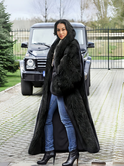FHILLINUO Chic Women'S Faux Coat | Long Length, Solid Color, Single Breasted, with Pockets, Comfortable and Warm for Fall/Winter